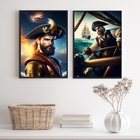 Kit 2 Quadros Decorativos Fotografias Marinheiros 33x24cm - C