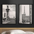 Kit 2 Quadros Decorativos Fotografias Paris Pb 45x34cm - Com