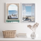 Kit 2 Quadros Decorativos Fotos Janelas praia 45x34cm - Com V