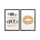Kit 2 Quadros Decorativos Frases Amor Lar Sala