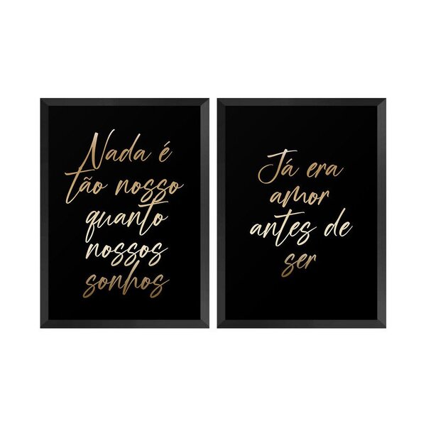 Kit 2 Quadros Decorativos Frases Amor Quarto Casal