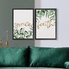 Kit 2 Quadros Decorativos Frases Folhas Dourado Quarto