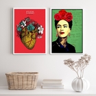 Kit 2 Quadros Decorativos Frida- Coração 45x34cm - Com Vidro