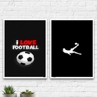 Kit 2 Quadros Decorativos Futebol 45x34cm - Com Vidro Moldura