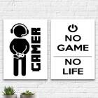 Kit 2 Quadros Decorativos Gamer Life 45x34cm Moldura:madeira