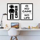 Kit 2 Quadros Decorativos Gamer Life 45x34cm Moldura:madeira