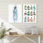 Kit 2 Quadros Decorativos Garrafas De Gin 24x18cm - Com Vidro