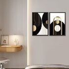 Kit 2 Quadros Decorativos Geométrico Linhas Elegante Sala