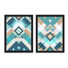 Kit 2 Quadros Decorativos Geométrico Verde