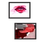 Kit 2 Quadros Decorativos Glamour Abstrato Boca