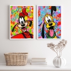 Kit 2 Quadros Decorativos Grafite Pluto Pateta 45x34cm Moldur