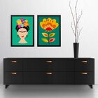 Kit 2 Quadros Decorativos Gravuras Frida E Flores 33x24cm - C
