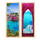 Kit 2 Quadros Decorativos Grécia Cidade Colorido Paisagem