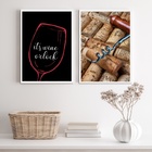 Kit 2 Quadros Decorativos Hora Do Vinho 33x24cm - Com Vidro M