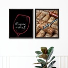 Kit 2 Quadros Decorativos Hora Do Vinho 33x24cm Moldura:madei