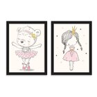 Kit 2 Quadros Decorativos Infantil Bailarina E Princesa