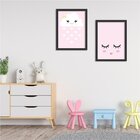 Kit 2 Quadros Decorativos Infantil Nuvem Rosa