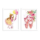 Kit 2 Quadros Decorativos Infantil Sapatilha Bailarina