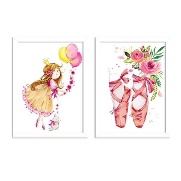 Kit 2 Quadros Decorativos Infantil Sapatilha Bailarina