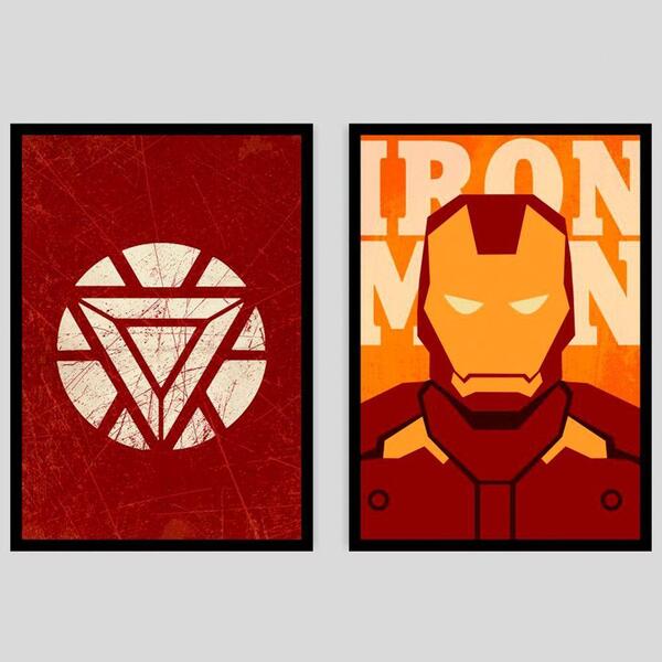 Kit 2 Quadros Decorativos Iron Man 21x30 Pvc Luven Bra