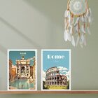 Kit 2 Quadros Decorativos Itália - Roma 33x24cm Moldura Branca