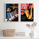 Kit 2 Quadros Decorativos Jazz Cartaz Poster 45x34cm - Com Vi