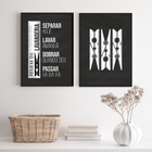 Kit 2 Quadros Decorativos Lavanderia Preto e branco 33x24cm -