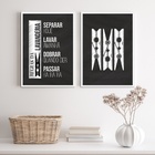 Kit 2 Quadros Decorativos Lavanderia Preto e branco 45x34cm -