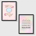 Kit 2 Quadros Decorativos Lei Da Mente 24x18cm Moldura:madeir
