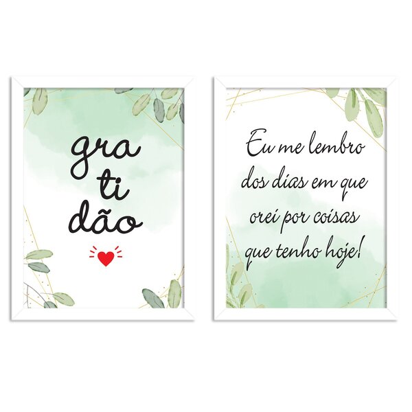 Kit 2 Quadros Decorativos Lembro Dos Dias Que Orei Por Coisas