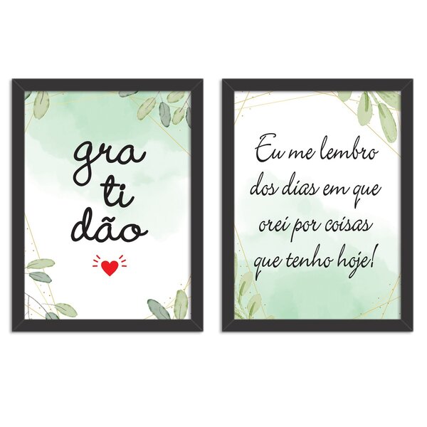 Kit 2 Quadros Decorativos Lembro Dos Dias Que Orei Por Coisas