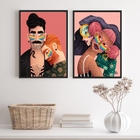 Kit 2 Quadros Decorativos Lgbt Gays Lésbicas 24x18cm Moldura:
