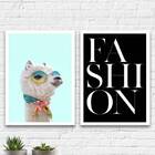 Kit 2 Quadros Decorativos Lhama Fashion 33x24cm - Com Vidro M