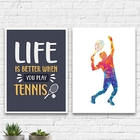 Kit 2 Quadros Decorativos Life Tennis 33x24cm - Com Vidro Mol