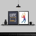 Kit 2 Quadros Decorativos Life Tennis 45x34cm - Com Vidro Mol