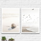 Kit 2 Quadros Decorativos Mar Nude 24x18cm - Com Vidro Moldur