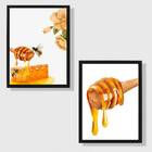 Kit 2 Quadros Decorativos Mel 45x34cm Moldura:madeira Preta