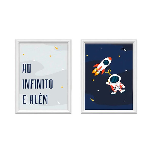 Kit 2 Quadros Decorativos Meu Rodapé Ao Infinito E Além 34x44