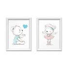 Kit 2 Quadros Decorativos Meu Rodapé Irmãos Ursinhos 34x44 -