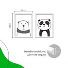 Kit 2 Quadros Decorativos Meu Rodapé Urso E Panda Preto E Bra
