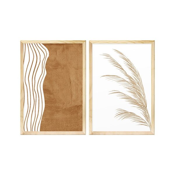 Kit 2 Quadros Decorativos Minimalista Moderno Bege Estilo Boho