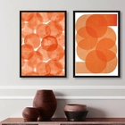 Kit 2 Quadros Decorativos Minimalistas Abstratos Laranjas 33x