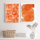 Kit 2 Quadros Decorativos Minimalistas Abstratos Laranjas 33x