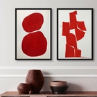 Kit 2 Quadros Decorativos Minimalistas Abstratos Vermelhos 24