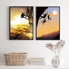 Kit 2 Quadros Decorativos Montanhismo Escalada 24x18cm - Com