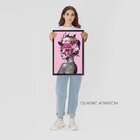 Kit 2 Quadros Decorativos Mulher Flores Moderno Sala Quarto