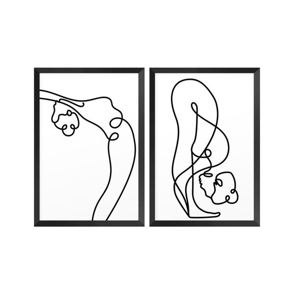 Kit 2 Quadros Decorativos Mulher Minimalista Delicado