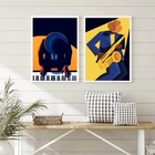 Kit 2 Quadros Decorativos Musicos Saxofone e piano 45x34cm -