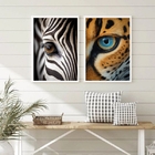 Kit 2 Quadros Decorativos Olhos De Animais 24x18cm - Com Vidr