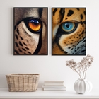 Kit 2 Quadros Decorativos Olhos De Felinos 33x24cm Moldura:ma